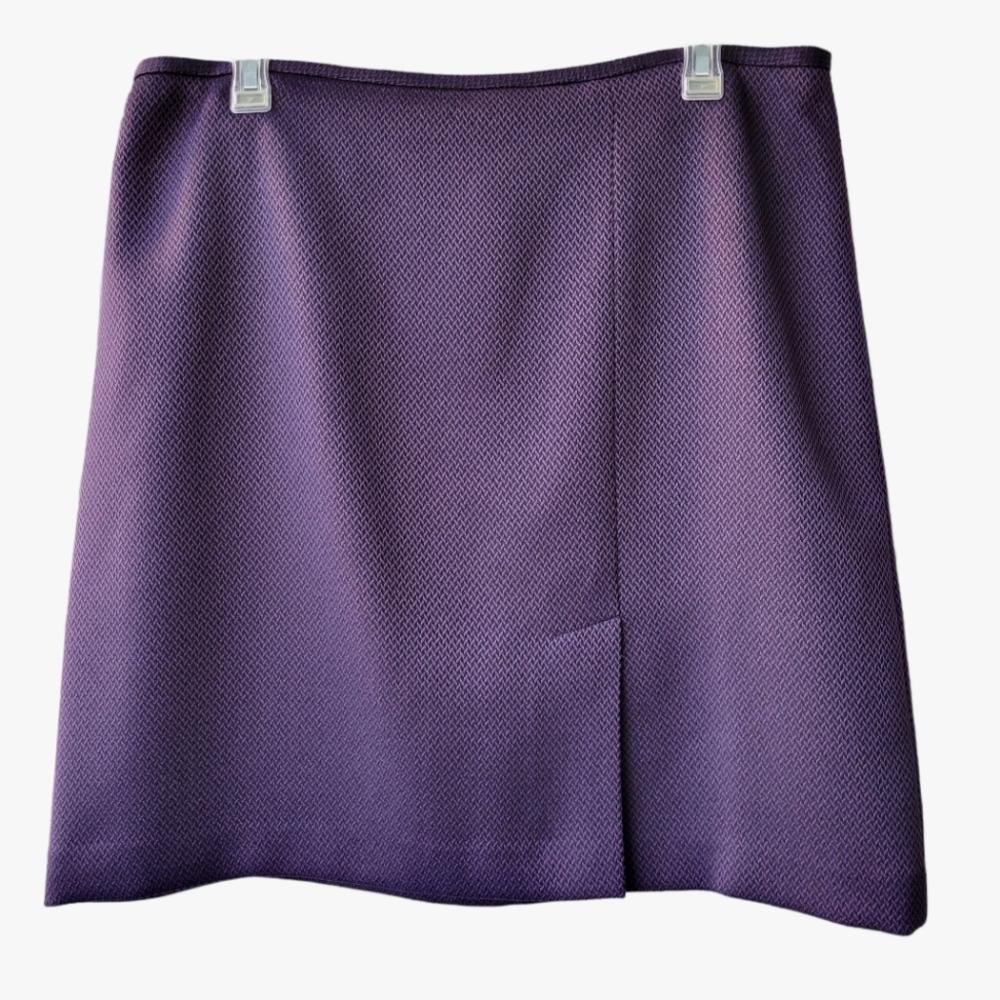 Tahari purple-brown skirt suit - straight midi skirt, hidden jacket closure 14P - Picture 12 of 17